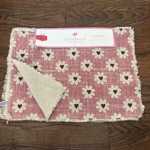 Valentine's Day Storehouse Pink Burgundy  Hearts Cotton Blend Placemats Set Of 4